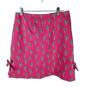 Lilly Pulitzer Vintage Mini Skirt Size 10 Pink Palm Tree Side Bows Tropical